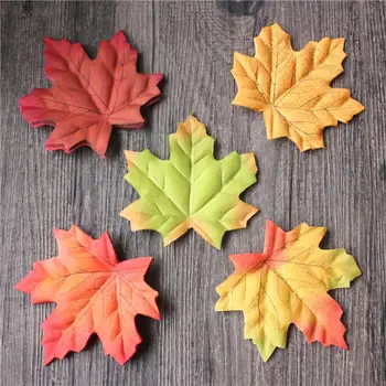 50pcs width 95cm Artificial Silk Maple Leaves For Home Wedding Party Decoration Craft Multicolor Fall Vivid Fake Flower Leaf