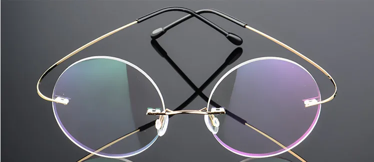 

Eyesilove vintage women Titanium Alloy Rimless myopia glasses round lenses Nearsighted Glasses prescription glasses -0.50 -6.00