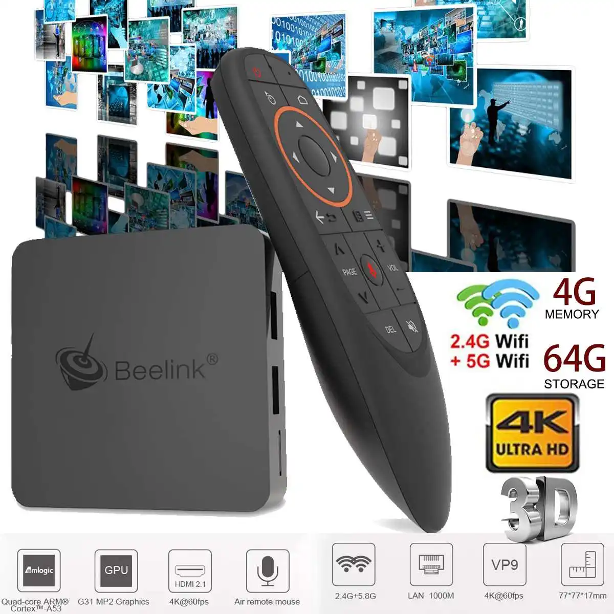 

Beelink GT MINI-A S905X2 TV Box 4GB DDR4 64GB 5G WIFI bluetooth 4.0 4K TV Box Support Voice Remote Control HD Netflix Youtube