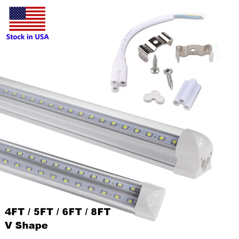 

New V-Shaped T8 Led Tube Lights 65W 6FT 1.8m Integrated Led Fluorescent Lamp 270 Angle Double Glow Warm/Natural/Cool White