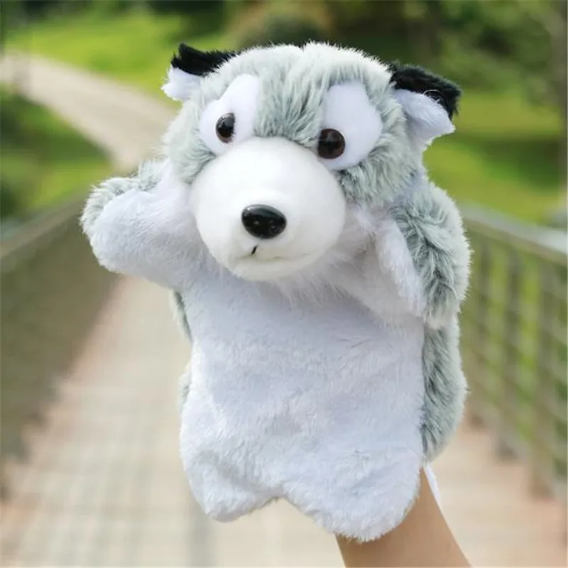 Милые животные Большой Волк Форма Кукла-перчатка щенок из мягкой ткани детские плюшевые марионетки игрушки Дети животные Забавные куклы