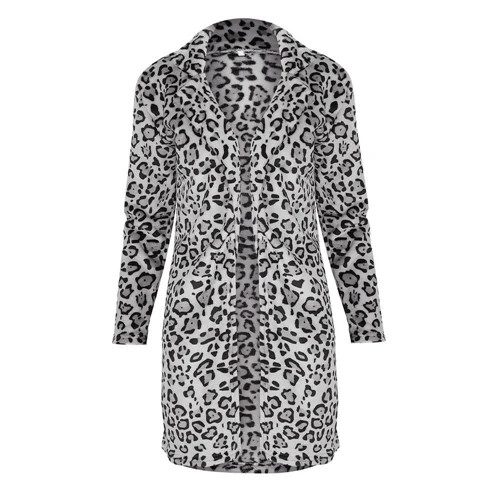 Женские пальто и куртки модные топы с леопардовым принтом женские пальто кардиган Топ женские куртки теплое длинное пальто зимняя женская одежда - Цвет: As photo shows