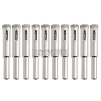 

New 10Pcs 5mm 6mm 8mm 10mm 12mm Diamond Coated Core Drill Bits Hole Saw Glass Tile Ceramic Marble Whosale&Dropship