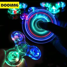 DOOLNNG Tri-Spinner прозрачный светодиодный светящийся Спиннер прозрачный Кристальный красочный Спиннер антистресс Fingertip игрушки