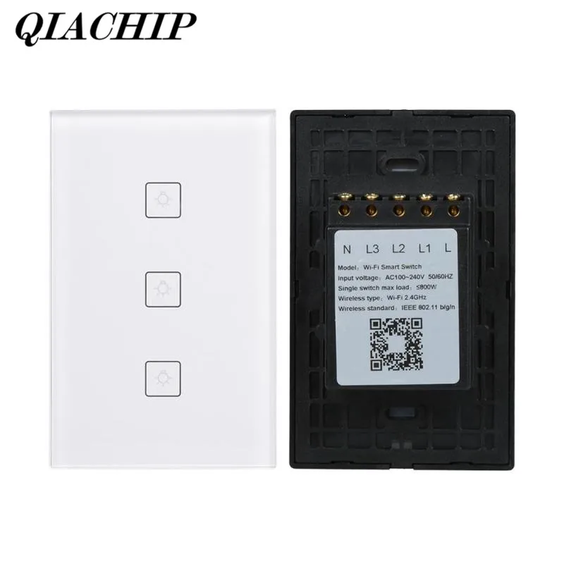 QIACHIP WiFi Switch Smart 3CH Light Wall Switch APP Remote Control Work