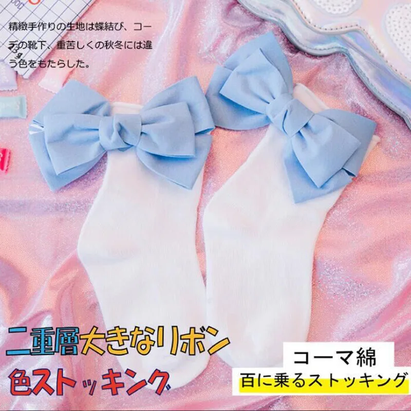 Для маленьких девочек носки двойным бантом хлопок детские носки В стиле принцессы мягкое противоскользящее покрытие - Цвет: White
