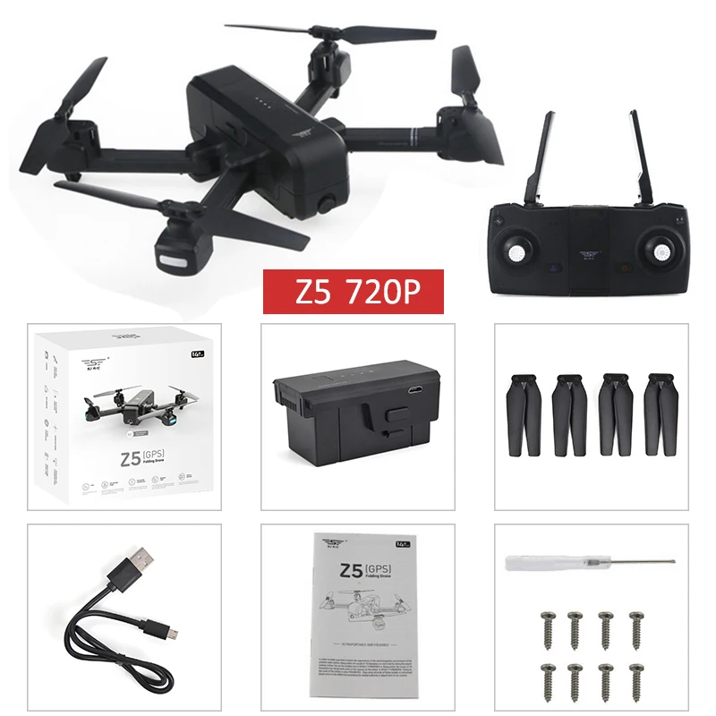 SJRC Z5 5G Wifi FPV с камерой 1080P двойной gps динамический Дрон Квадрокоптер - Цвет: 720P black 1battery