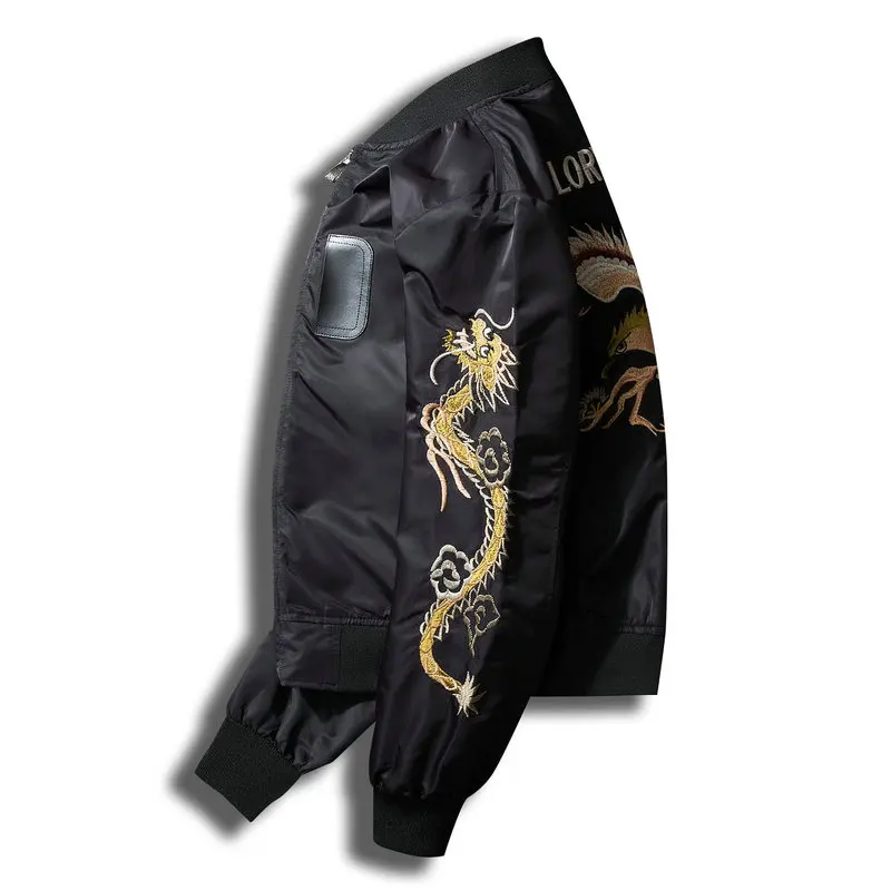 2018 Spring Embroidery Dragon Bomber Jacket Men Streetwear Casual Windbreaker Black Male Men Baseball Jacket Pilot Coat 2018 Spring Embroidery Dragon Bomber Jacket Men Streetwear Casual Windbreaker Black Male Men Baseball Jacket Pilot Coat