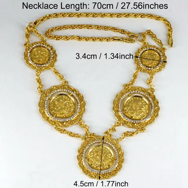 Online Anniyo 70cm Coin Long Necklace Women W Rhinestone Gold Placeholder Anniyo 70cm Coin Long Necklace Women W Rhinestone Gold Color Turkey Coins Middle East Arab