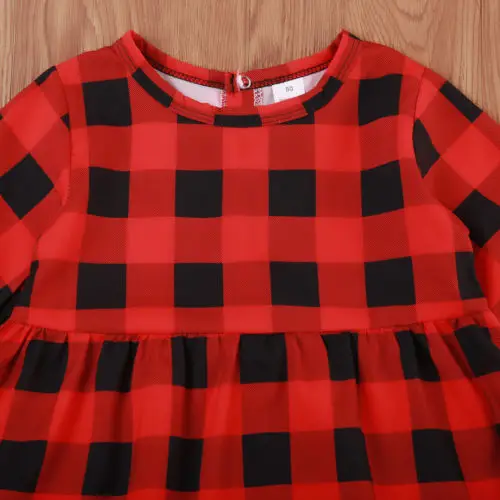 Fashion Baby Kids Girl Dress Plaids Checked Party Princess Formal Dresses