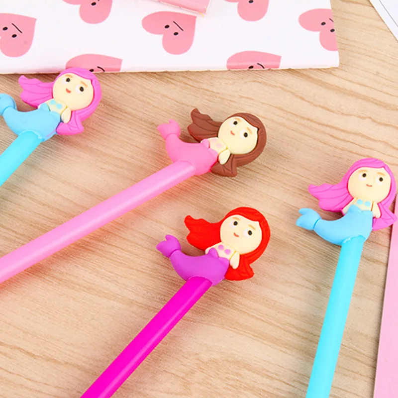

40pcs Creative Stationery Mermaid Cartoon Gel Pen Little Fish Man Black Water Pen Office Pen Kawaii School Supplies Wholesale