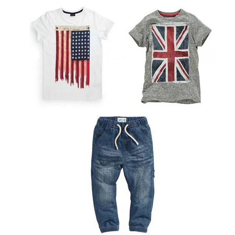 Wasailong new summer Cowboy virgin suit to their national flag The boy three with short sleeves