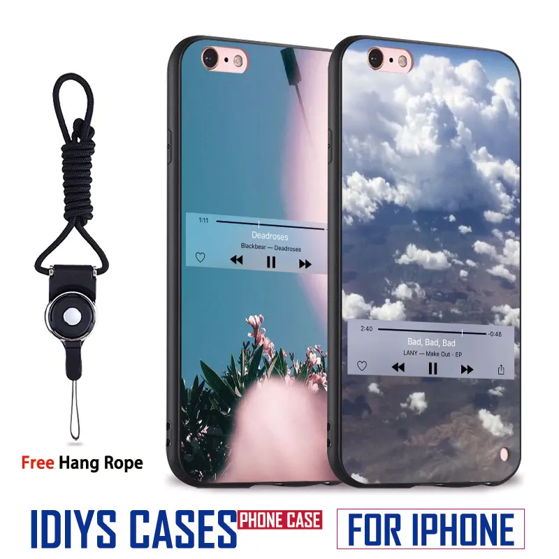 

Song Lockscreen Coque With Hang Rope Soft Silicone Mobile Phone Case Cover Shell bag For Apple iPhone 5 SE 5S 6 6S Plus 7 7Plus