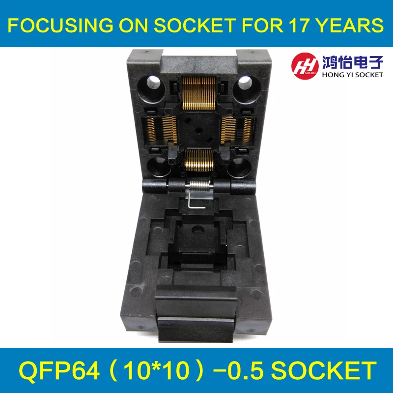 

QFP64 TQFP64 LQFP64 Burn in Socket Pin Pitch 0.5mm IC Body Size 10x10mm FPQ-64-0.5-06 Flash Test Socket Adapter
