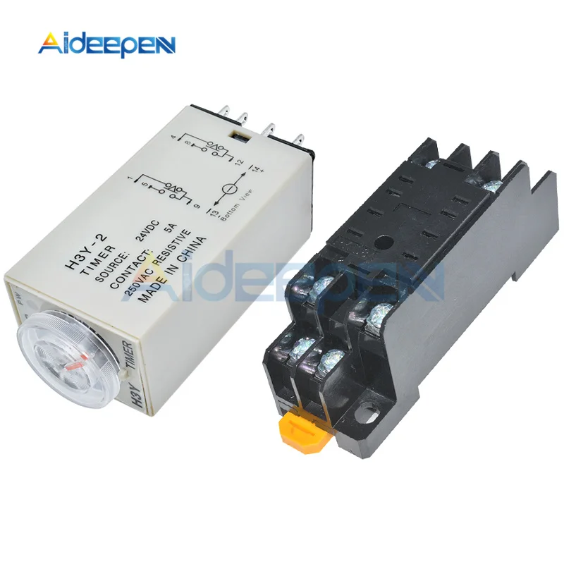 

1 Set H3Y-2 AC 110V 220V DC 12V 24V Delay Timer Time Relay Module 8 Pin 0 - 30 Minute/Seconds With PYF08A Relay Base Socket