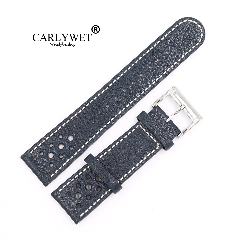 Ремешок CARLYWET из натуральной кожи для наручных часов толстый винтажный браслет