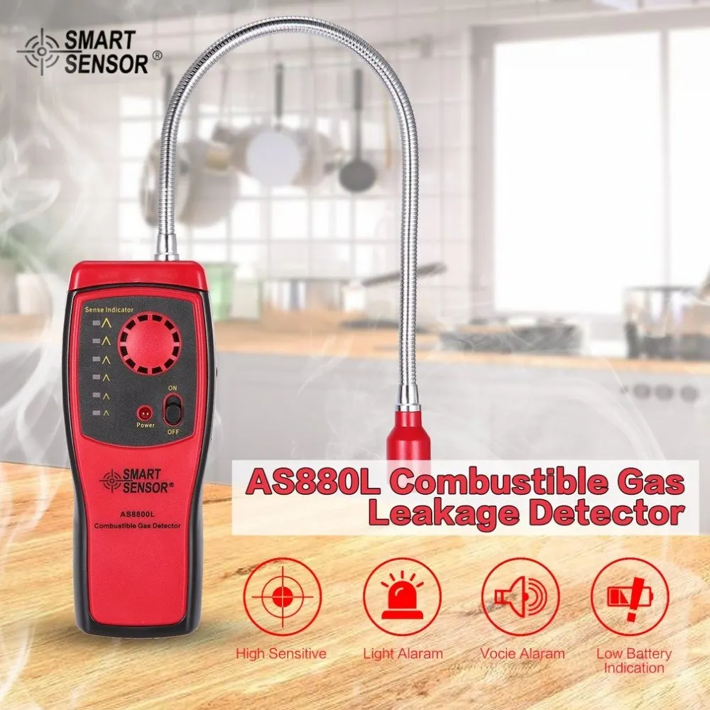 

SMART SENSOR AS8800L Combustible Gas Detector Flammable Natural Gas Leakage Tester Tool Methane Gas Leak Detector Analyzer