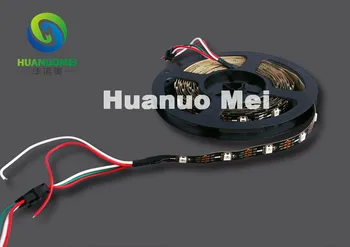 

Free Shipping ws2812b led strip ws2811 pixel light;30leds/m with 30pcs WS2811 IC built-in,5M/roll,DC5V,Black PCB,non-Waterproof