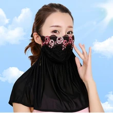 Летняя маска от солнца, уличная вуаль, УФ-маски, для девушек, покрытие для лица, для шеи, тени, шали, кружева, дышащие, для женщин, тонкая секция козырька