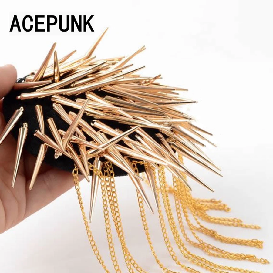 Epaulette мужской и женский модный значок с заклепками кисточками золотого