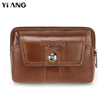 

YIANG Fashion Travel Genuine Leather Men's Cigarette Key Waist Belt Bag Fanny Pack Molle Mini Money Pouch Cell/Mobile Phone Bags