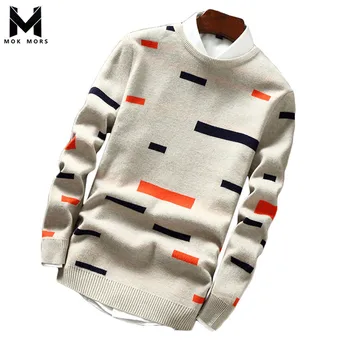 

Men's New Casual Geometric Pattern Printing Sleeve Mens Sweater Fashion Brand Wild Self-cultivation Long Sleeve Men Sweaters