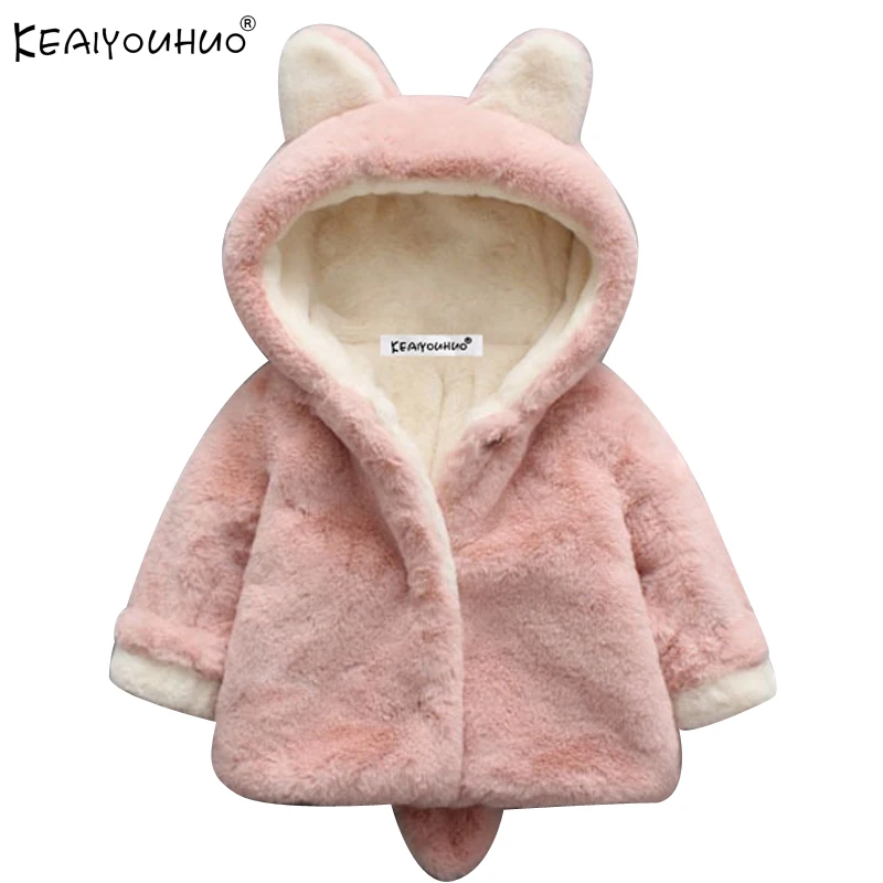 

KEAIYOUHUO Winter Coats Jackets For Girls Clothes Autumn Baby Girls Jacket Cartoon Rabbit Hat Kids Outerwear Children's Clothing