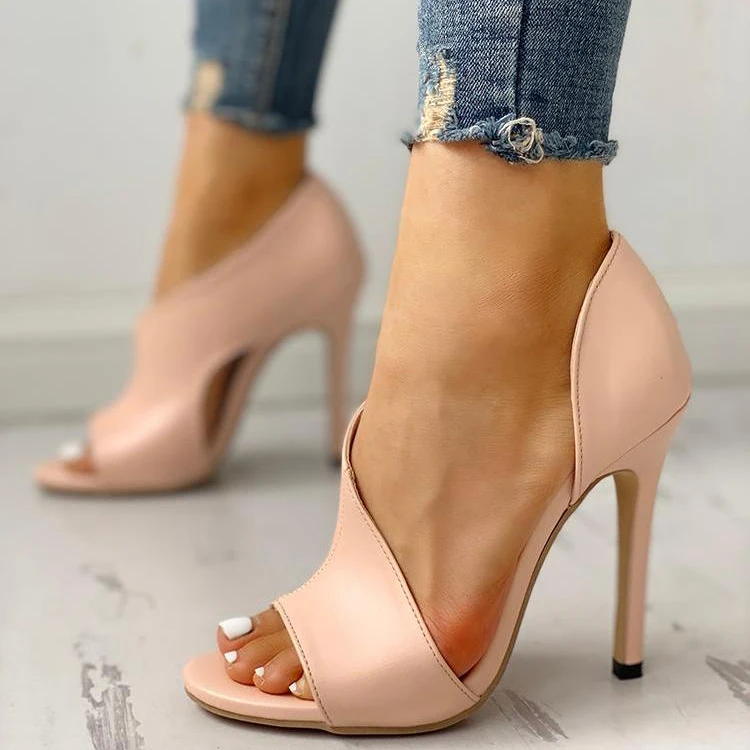 

2019 New Ladies Summer Leopard Sandals Fashion Solid Color Casual Open Toe Super High Heel Fish Head Pumps