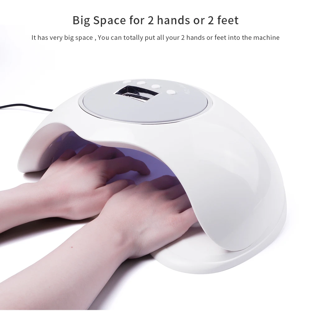 2 Hand Big Space 72W Nail Dryer for All Gels Highest Power Fast Drying UV LED Nail Lamp for Curing Gel Polish Ice Lamp For Nail