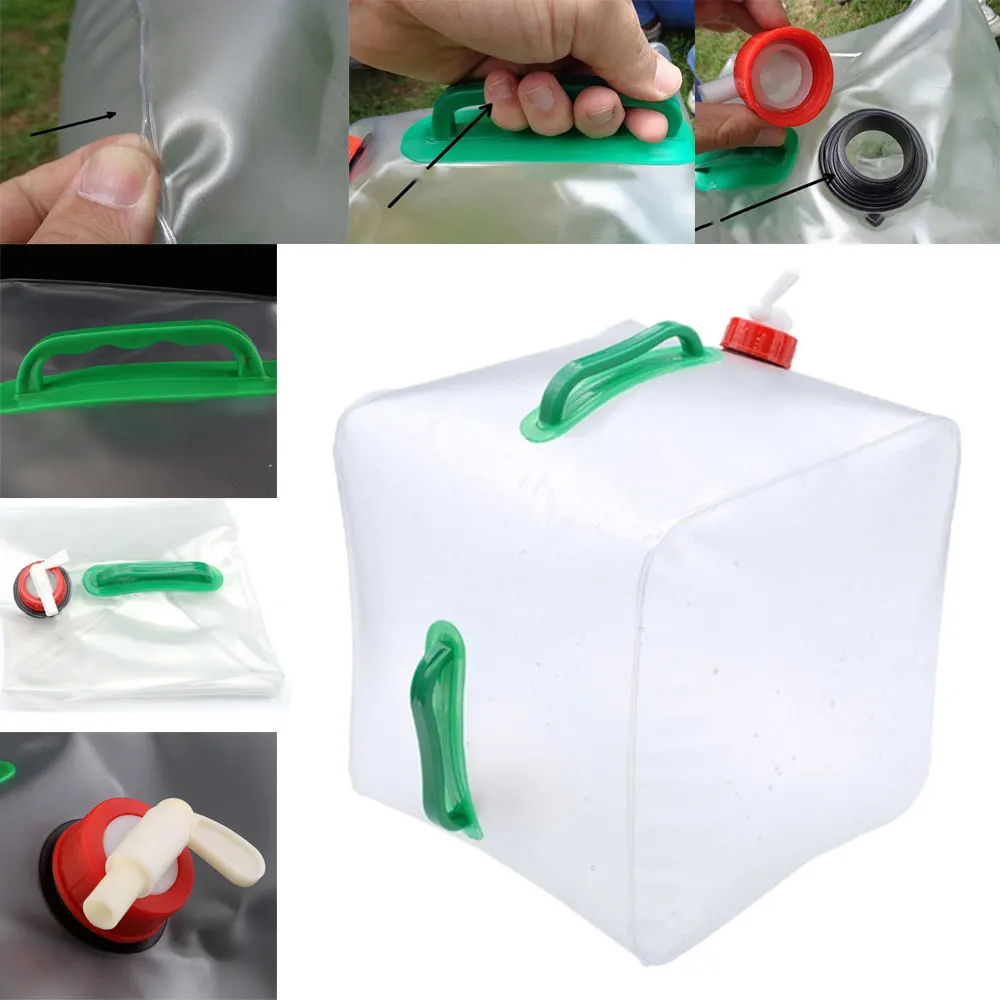 5 Gallon/20L Portable Water Bag Collapsible PVC Water Container Outdoor Camping Mountaineering Backpack Cycling Water Carrier 