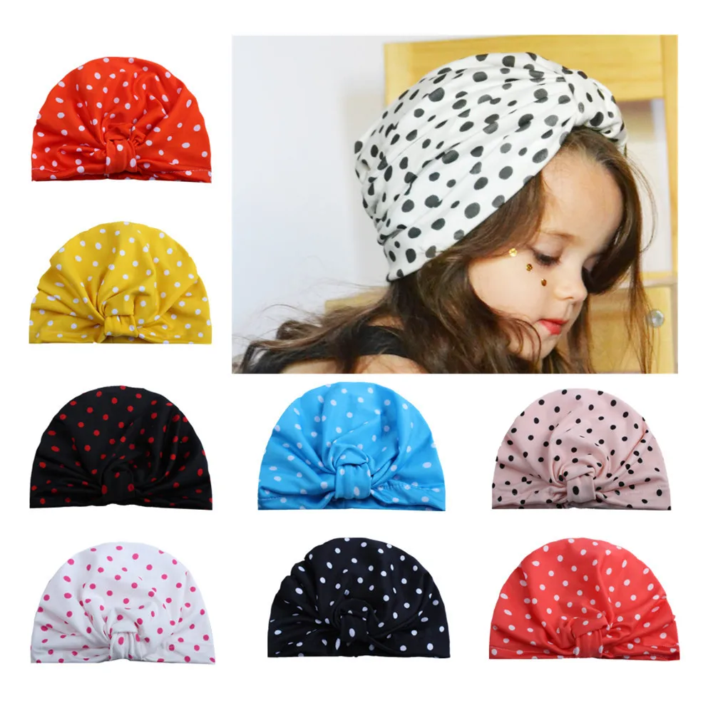 

New Newborn Child Baby Cotton Knot Dot Headband Hairband Turban hat Beanie Headwear Headwrap Plated Girl Hair Band Accessories