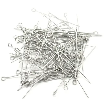

600Pcs Silver Tone Stainless Steel Eye Pins Fashion Jewelry Making Findings 4cm