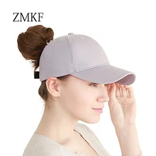 

2018 ZMKF new women's solid color ponytail baseball cap summer breathable shade sun hat open fashion net cap gorras para hombre