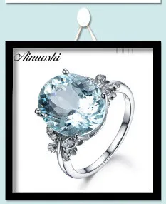 AINUOSHI чистое 925 Серебряное пять кольцо с голубым топазом 1,25 карат, круглая огранка драгоценный камень с огранкой bague женские обручальные украшения на свадьбу, годовщину