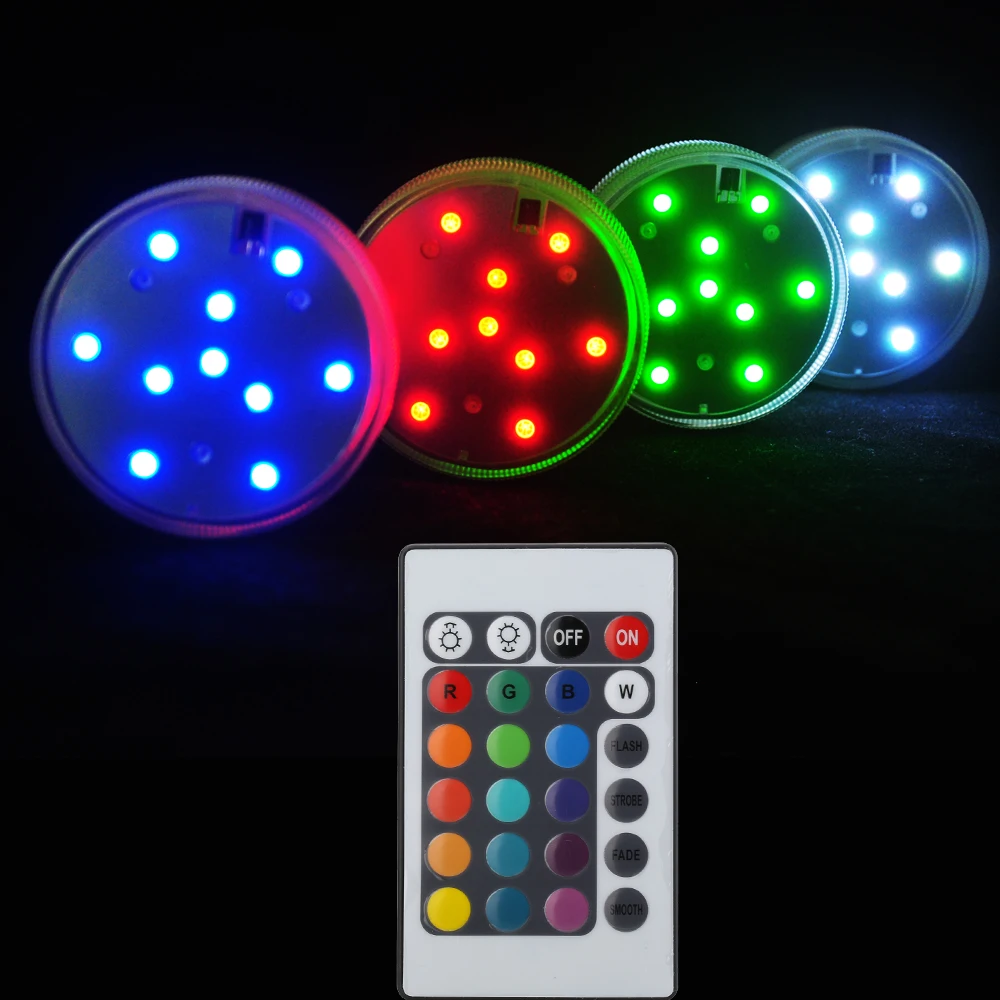 (4 pieces/lot) Changing color remote control LED light ,submersible led