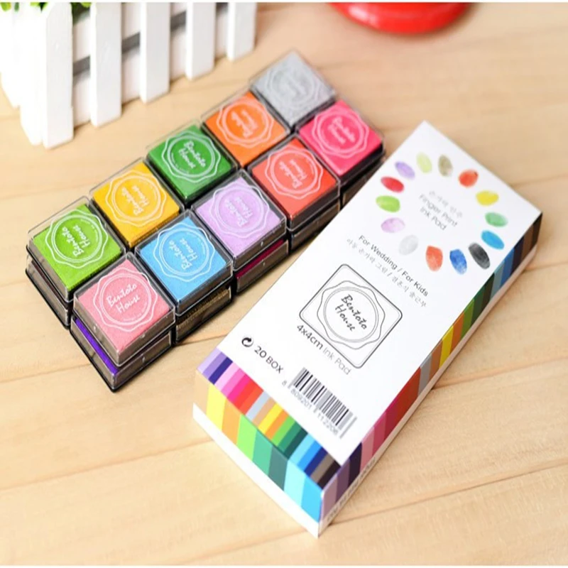 ﻿Buy 20 Colors Inkpad Craft Oil Based DIY Ink Pads Fingerprint Stamp Pad Stamps Fabric Scrapbook