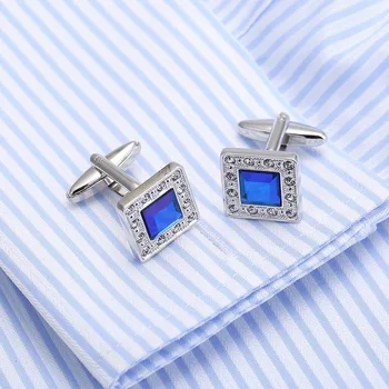 

10pair per lot VAGULA Cufflinks Copper Gemelos Quality French Shirt Cuff Links Blue Crystal Men Jewelry 141