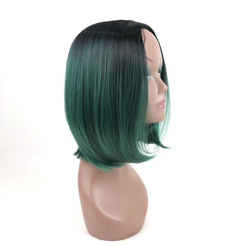 ombre teal green bob style synthetic wig01