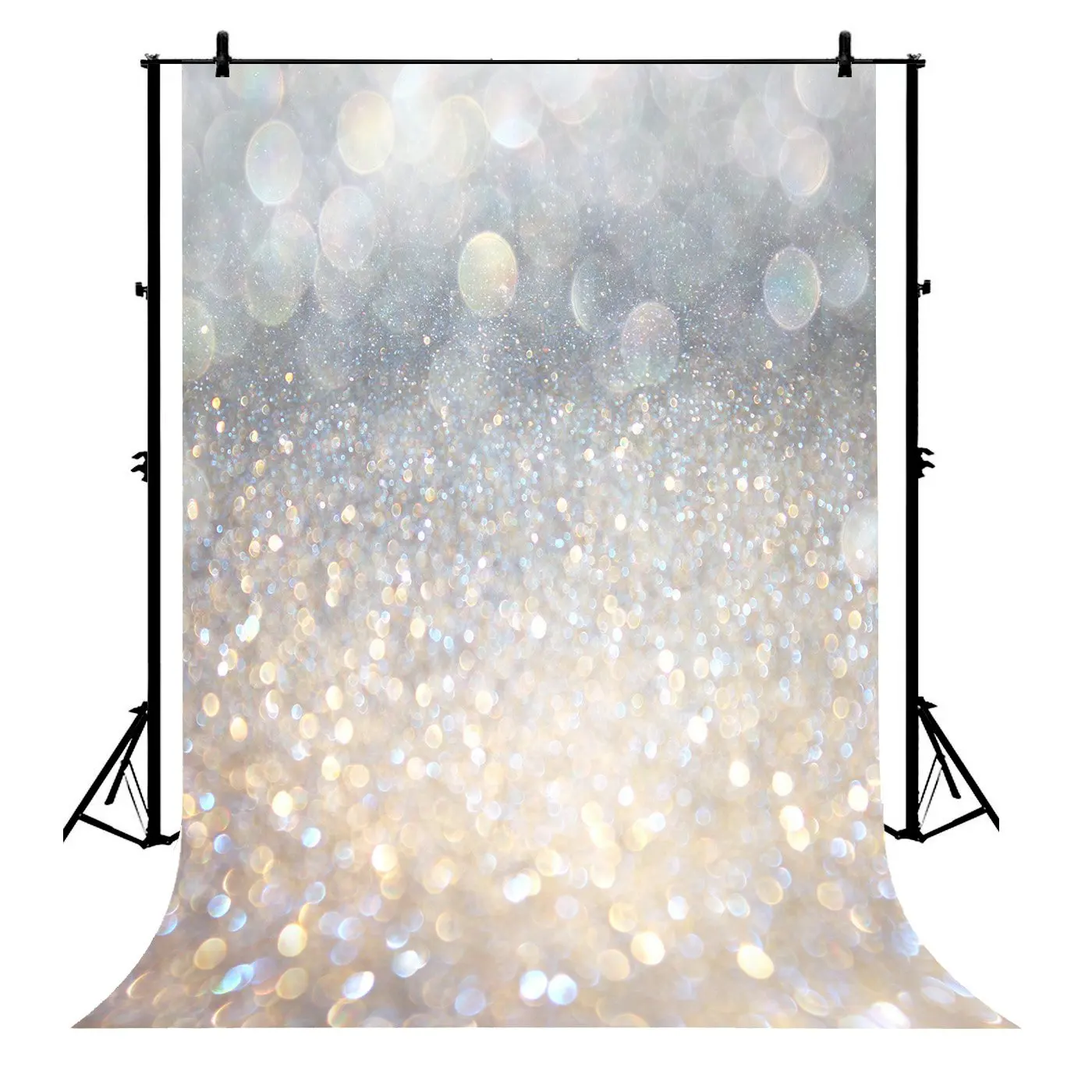 

5x7ft Bokeh Halos Silver Glitter Sequins Sparkle Spots Valentine Polyester Photo Background Portrait Backdrop