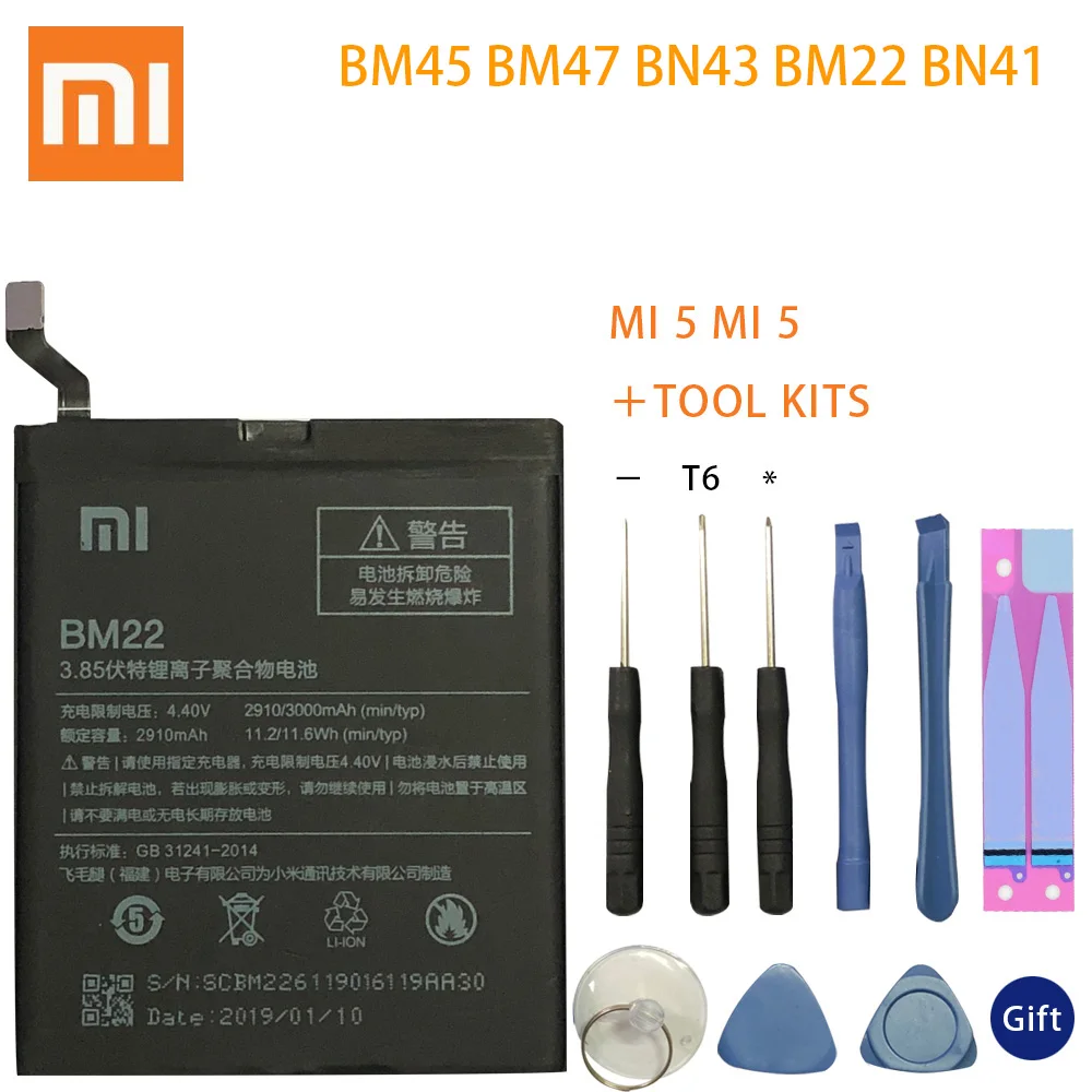 

BM45 BM47 BN43 BM22 BN41 Battery For Xiaomi Redmi 3 3S 3X 4 Note 2 Note 4 Note 4X Original Battery For Xiaomi MI 5 Batteries