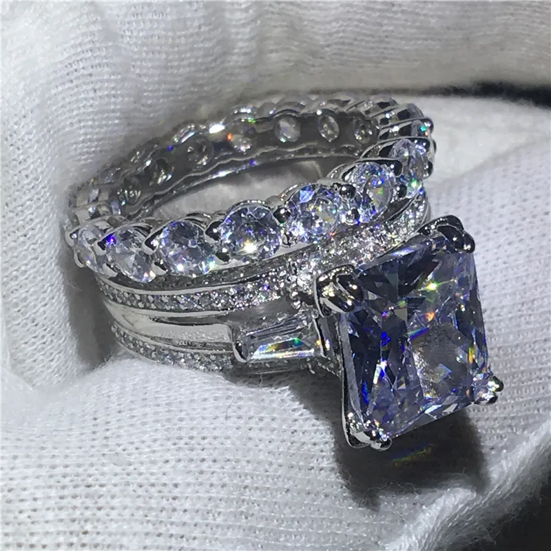 Fashion Eiffel Tower Jewelry 925 sterling silver ring set 8ct 5A Cz