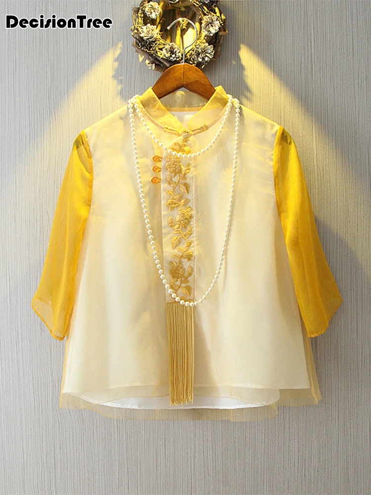 

2019 women tang suit chinese traditional dress cotton broadcloth style clothes solid female girl cheongsam top