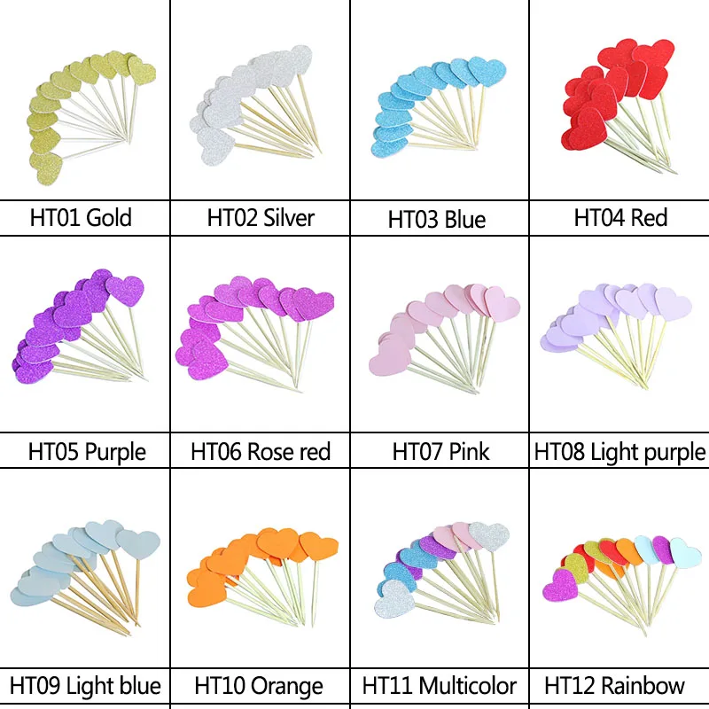 20 шт./лот, ручная работа, яркие капкейк сердечко, топперы, вечерние торты, товары для дня рождения, свадьбы, украшения, 75Z