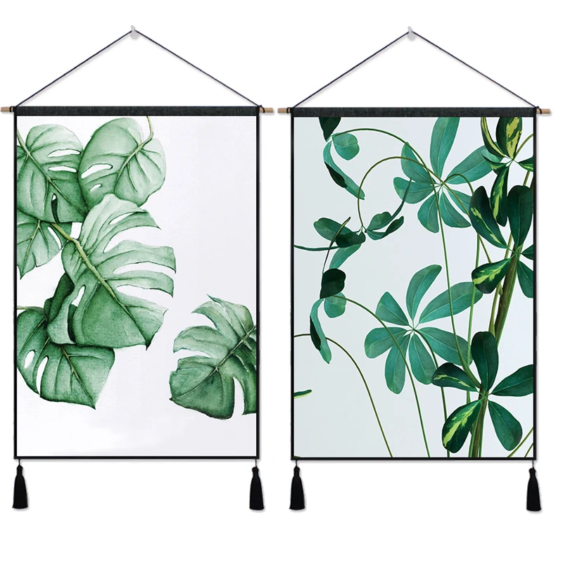 

Casegrace Farmhouse Dorm Room Decor Printed With Toile Green Plants Tapestry Modern Wall Tapestry Painting With Macrame