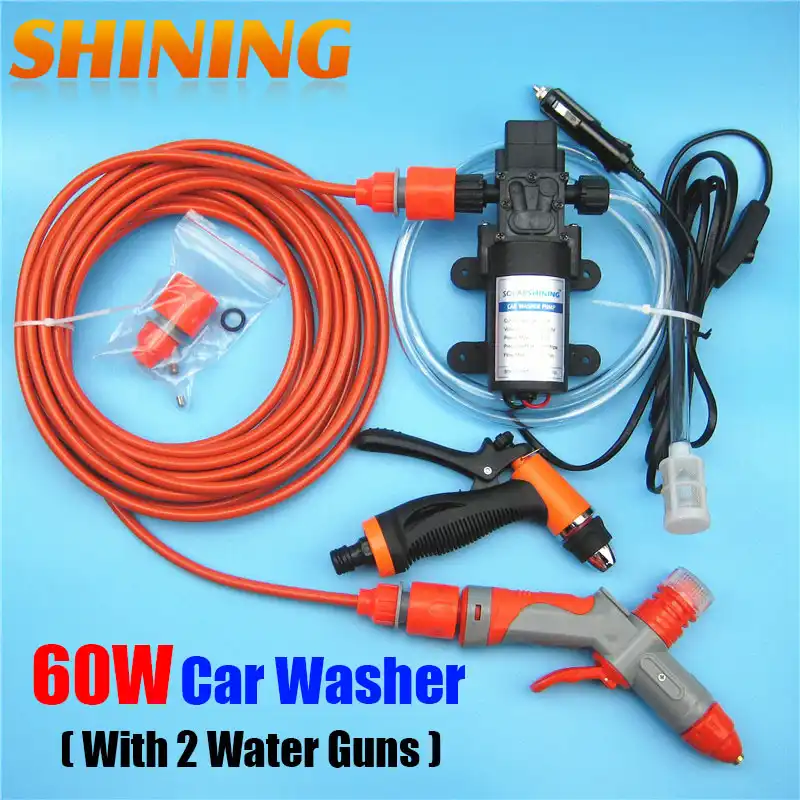 12v dc 60w portable car washer washing machine garden pump lavador de coches car washing cleaning machine water gun foam gun