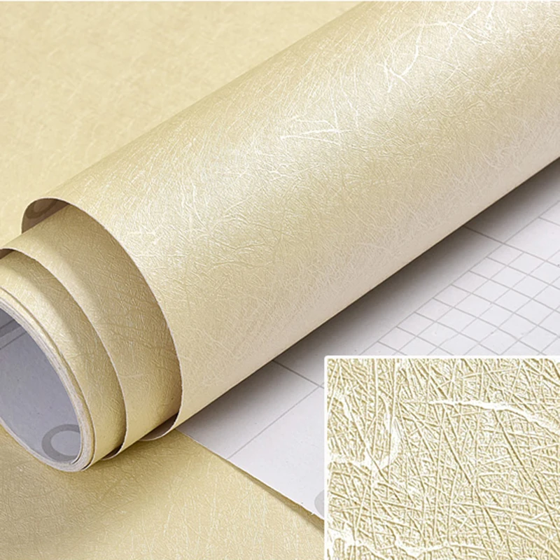 

Thicken PVC Solid Color Wallpaper Self-adhesive Waterproof 10m Bedroom Living Room Dormitory Silver Beige Modern Wallpaper Roll