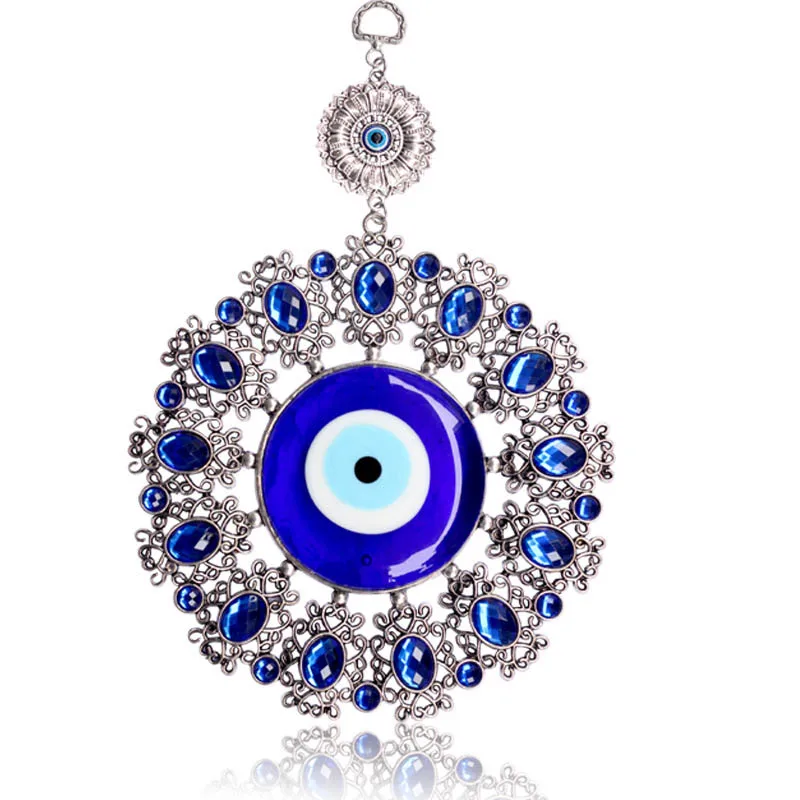 1PC x Wall Hanging Turkish Blue Evil Eye Flower Hamsa Amulet Decor Protection