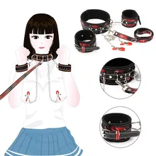New Neck Collar And Arm Cuffs Hand Bondage Restraints Tools Gear BDSM S&M Flirting Sex Toys Cosplay Leather Fetish Adult Product black leather bondage armor restraints belt bdsm fetish neck collar hand arm cuffs chastity belt adult games sex products