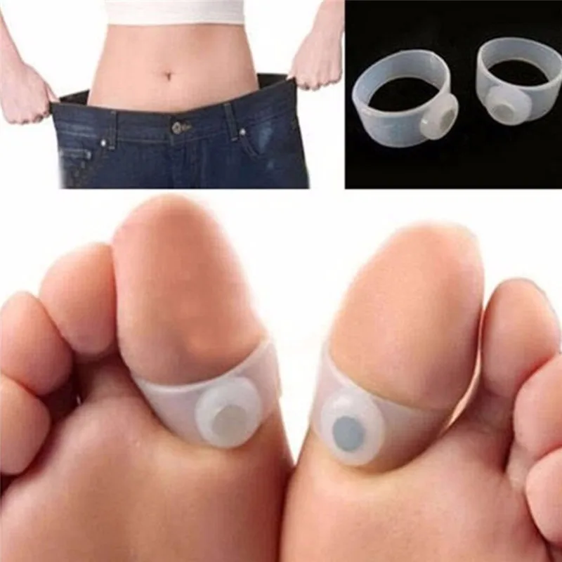 1 Pair Magnetic Silica gel Foot Massage Toe Ring Fat Burning font b Loss b font