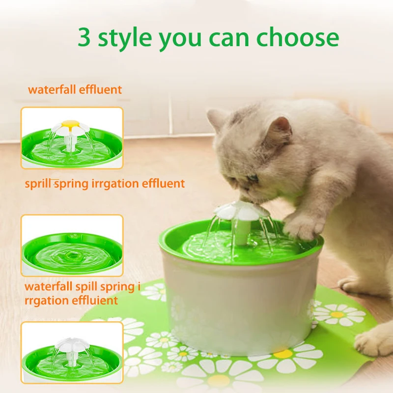 1.5L 3 стиля цветочный фонтан автоматический для кошек, собак, котят фонтан с питьевой водой ПЭТ Чаша напиток тарельчатый фильтр для собаки напиток